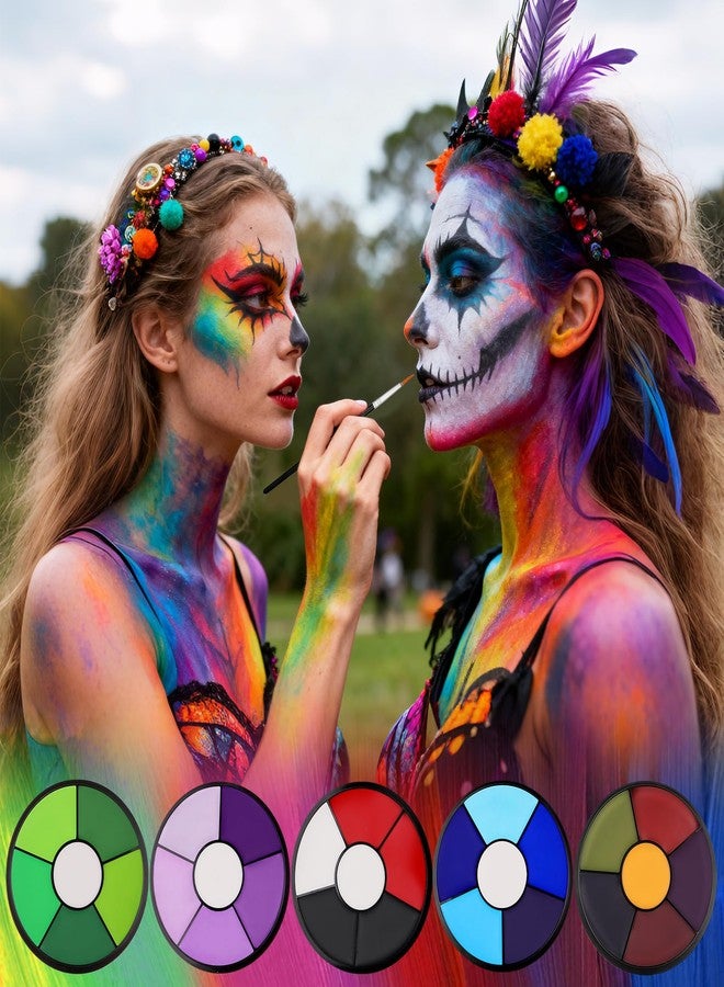 PASNOWFU Purple Face Body Paint, Professional 6 Colors Body Paint SFX Makeup Palette, Cream Water Based Purple Face Paint for Adults SFX Cosplay Halloween Stoker Zombie Monster Ursula Costume Party - Image 4